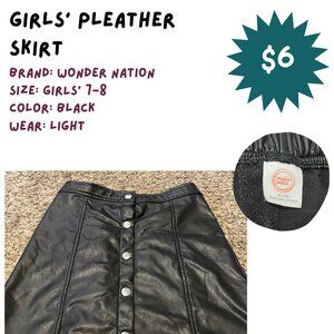 Girls' Pleather Skirt, Size M (7-8), Wonder Nation